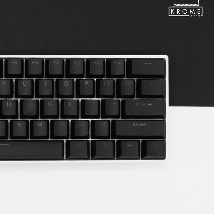 UK Black PBT Japanese (Hiragana) Keycaps - 100% Size - Dual Language Keycaps - kromekeycaps