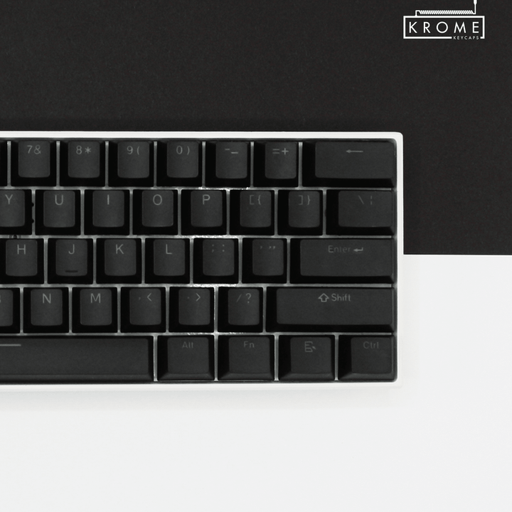 Black Frosty Japanese Dual Language PBT Keycaps Krome Keycaps LTD 