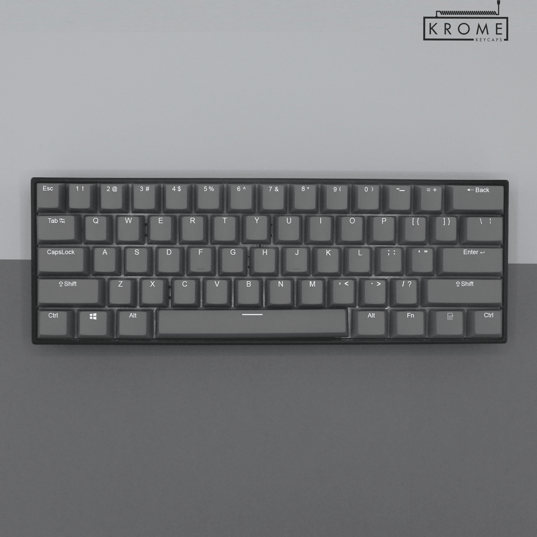 Grey PBT Norwegian Keycaps - ISO-NO - 100% Size - Dual Language Keycaps - kromekeycaps