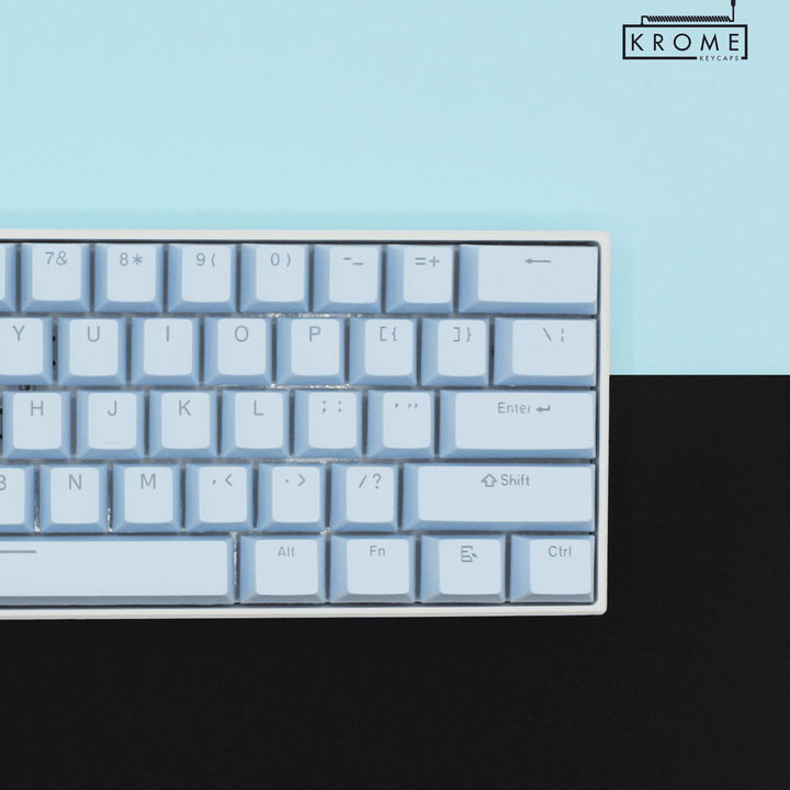 Light Blue German (ISO-DE) Dual Language PBT Keycaps Krome Keycaps LTD german