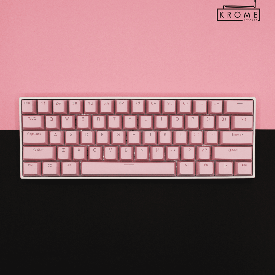UK Light Pink PBT Mac & Multimedia Keycaps - 100% Size - Dual Language Keycaps - kromekeycaps