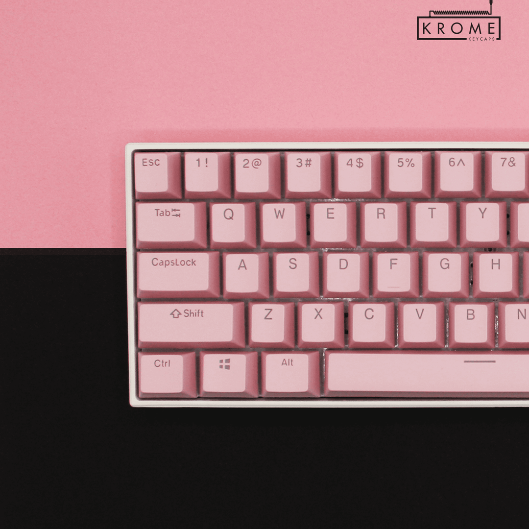 UK Light Pink PBT Mac & Multimedia Keycaps - 100% Size - Dual Language Keycaps - kromekeycaps
