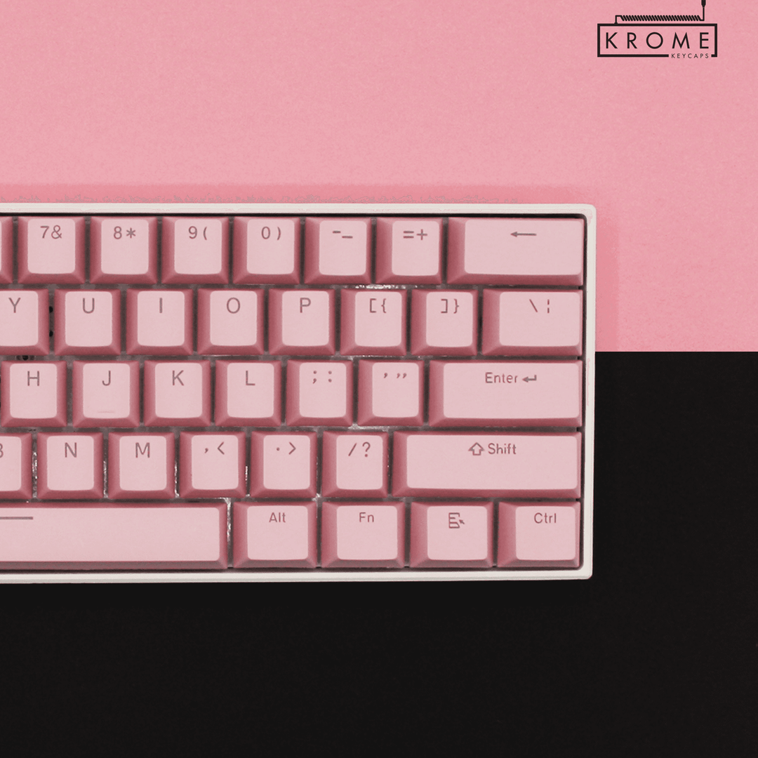 US Light Pink PBT Keychron (Layout) Keycaps - 100% Size - Dual Language Keycaps - kromekeycaps