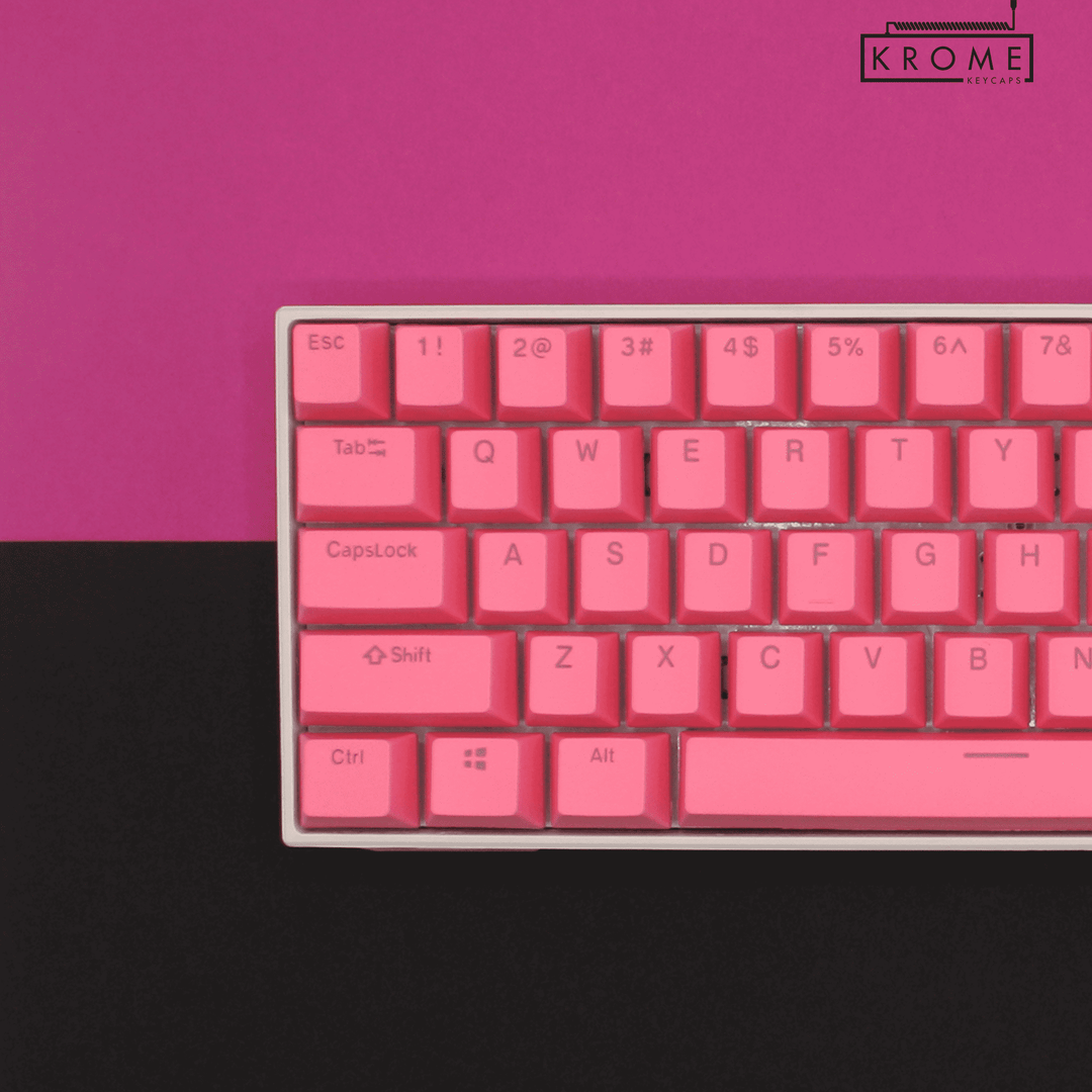 Pink PBT German Keycaps - ISO-DE - 100% Size - Dual Language Keycaps - kromekeycaps