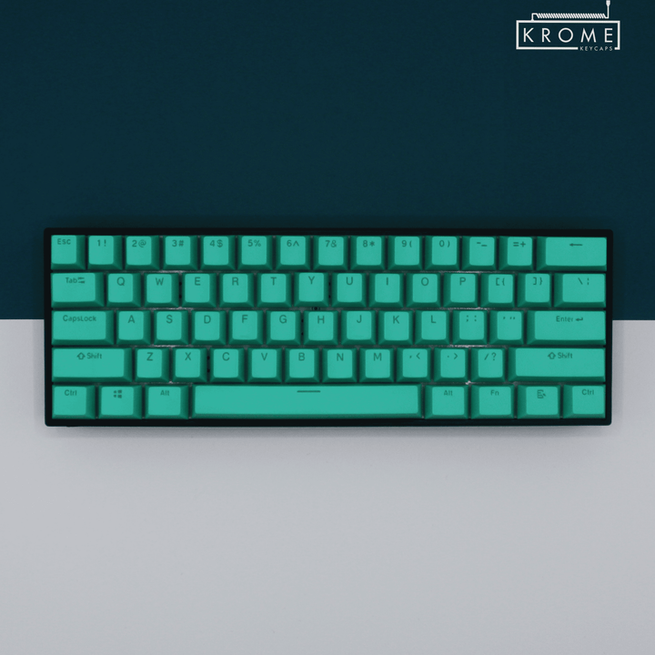 UK Teal PBT Mac & Multimedia Keycaps - 100% Size - Dual Language Keycaps - kromekeycaps