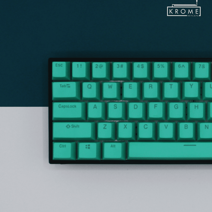 UK Teal PBT Mac & Multimedia Keycaps - 100% Size - Dual Language Keycaps - kromekeycaps