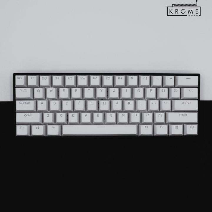 White Belgian (ISO-BE) Dual Language PBT Keycaps Krome Keycaps LTD belgian