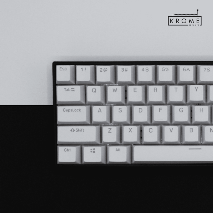 UK White PBT Japanese (Hiragana) Keycaps - 100% Size - Dual Language Keycaps - kromekeycaps