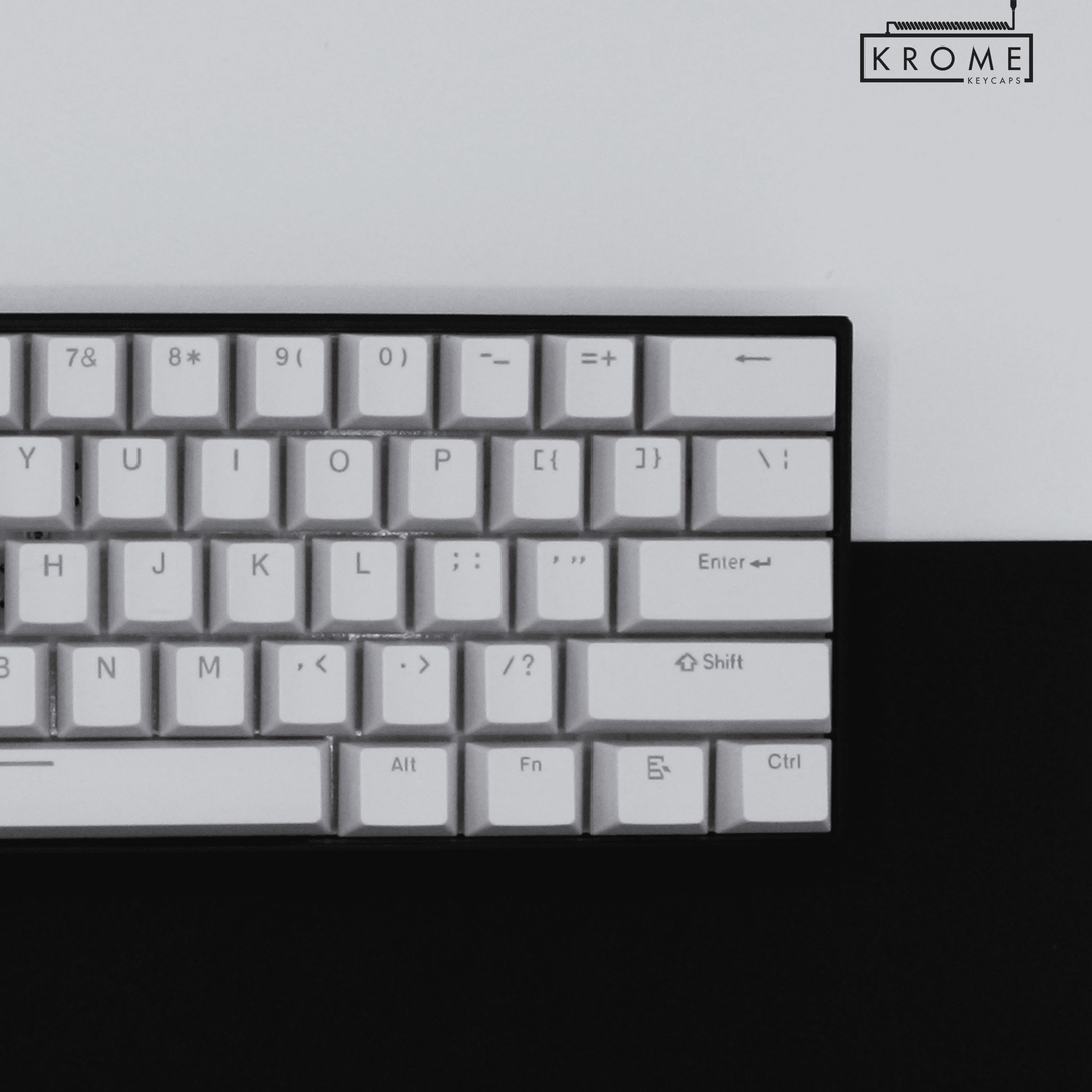 UK White PBT Mac & Multimedia Keycaps - 100% Size - Dual Language Keycaps - kromekeycaps