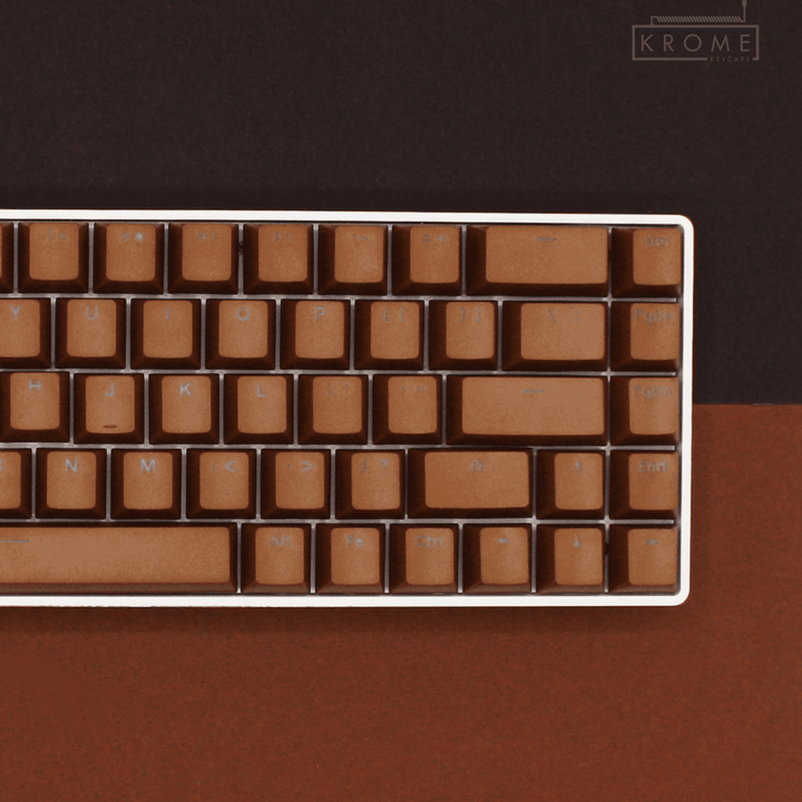 Light Brown UK & Mac/Multimedia Dual Language PBT Keycaps – 65/75% Krome Keycaps LTD mac & multimedia