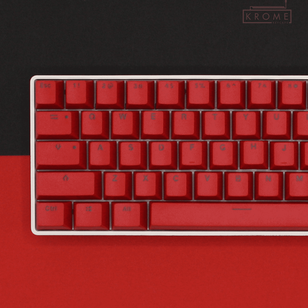 Red Danish (ISO-DK) Dual Language PBT Keycaps - 65/75% Krome Keycaps LTD danish