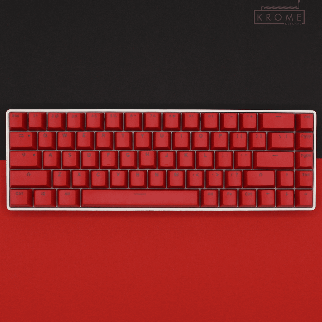 UK Red PBT Keycaps - ISO/ANSI - 65/75% Sizes - Dual Language Keycaps - kromekeycaps