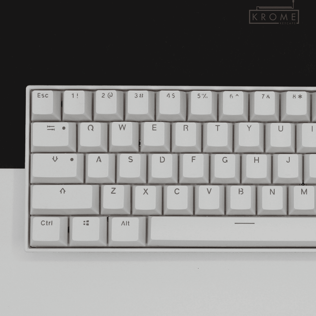 White Mac & Multimedia Dual Language PBT Keycaps - 65/75% Krome Keycaps LTD mac & multimedia