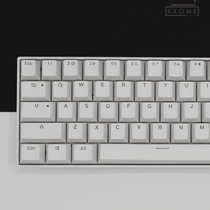 White PBT German Keycaps - ISO-DE - 65/75% Sizes - Dual Language Keycaps - kromekeycaps