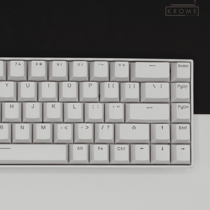 White UK & Mac/Multimedia Dual Language PBT Keycaps - 65/75% Krome Keycaps LTD mac & multimedia