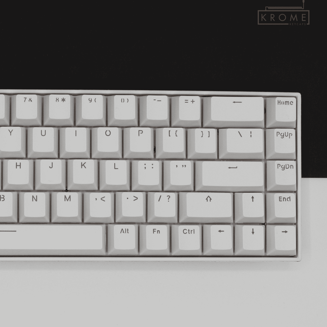 White Korean Dual Language PBT Keycaps - 65/75% Krome Keycaps LTD korean