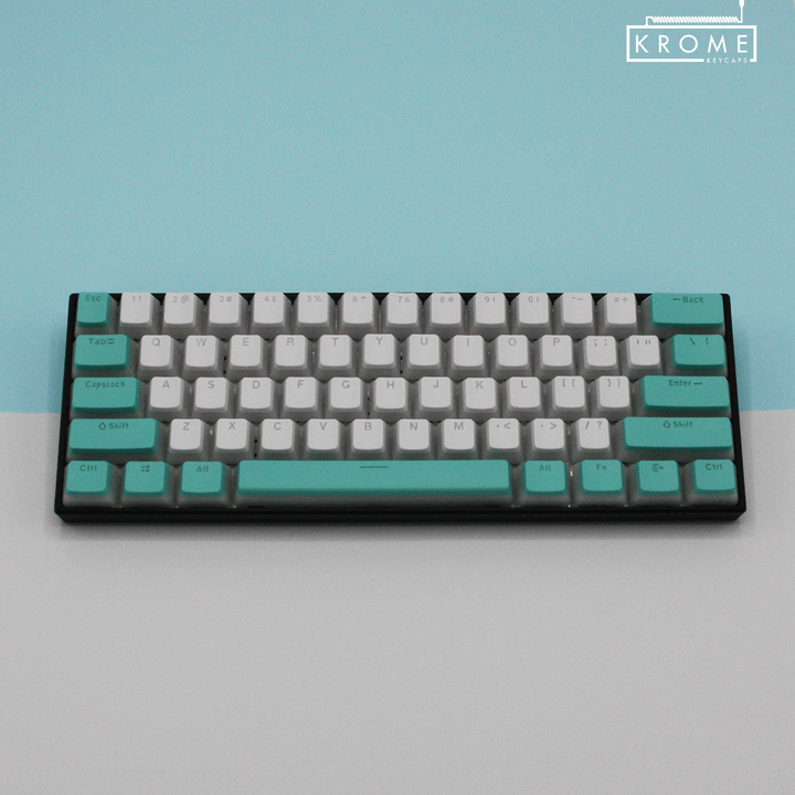 ANSI - Pudding Cyan & White PBT Keycaps Krome Keycaps LTD Pudding Multi