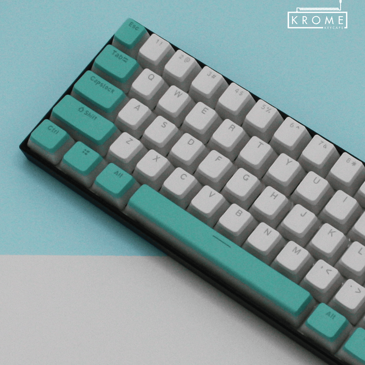 ANSI - Pudding Cyan & White PBT Keycaps Krome Keycaps LTD Pudding Multi