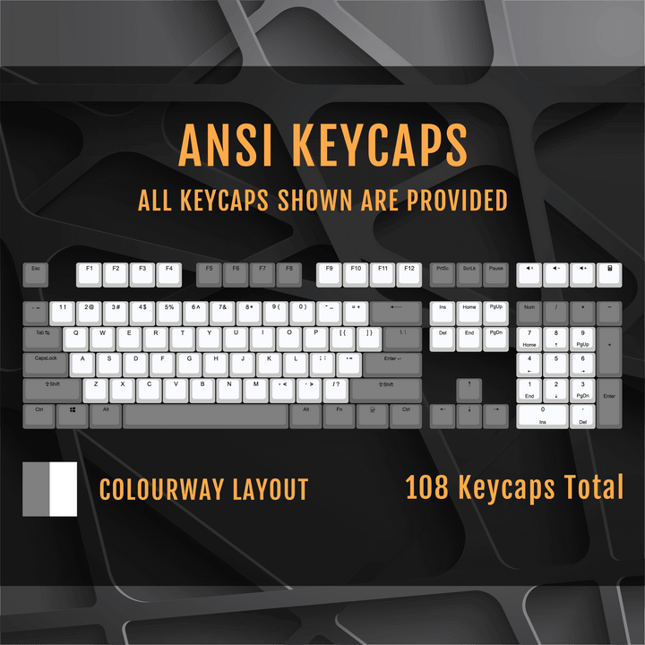 ANSI - Pudding Cyan & White PBT Keycaps Krome Keycaps LTD Pudding Multi