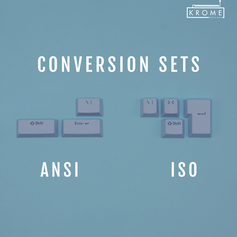 ANSI/ISO - Standard Conversion Kits - Light Blue Krome Keycaps LTD Conversion Kit