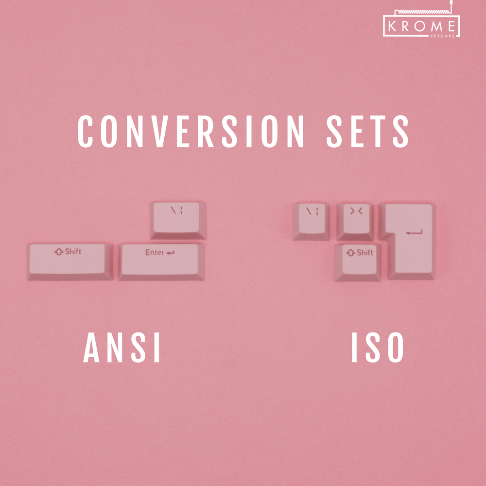 ANSI/ISO - Standard Conversion Kits - Light Pink Krome Keycaps LTD Conversion Kit